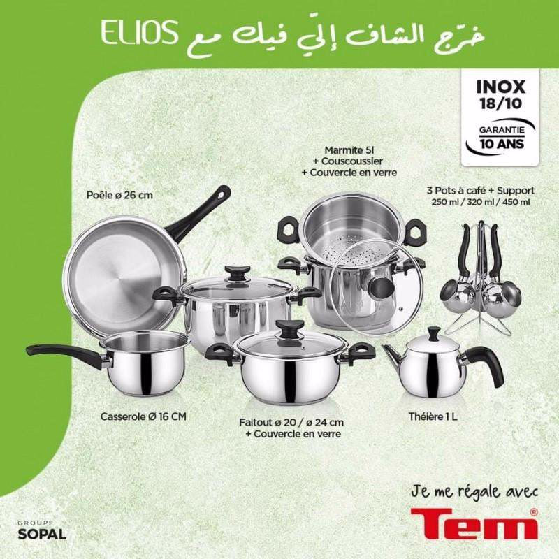 Batterie De Cuisine En Inox 18 -10 15 Pièces TEM Modèle Elios