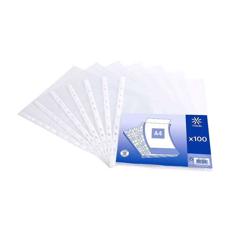 Intercalaires simple Sachet de 100 pochettes transparent de Viquel 60 microns A4
