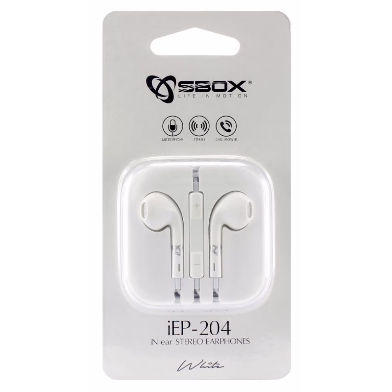 Écouteurs Avec Microphone SBOX IEP-204 -blanc