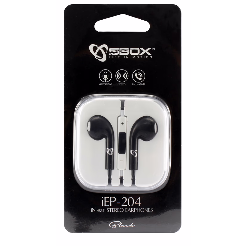Écouteurs Avec Microphone SBOX IEP-204 - Noir