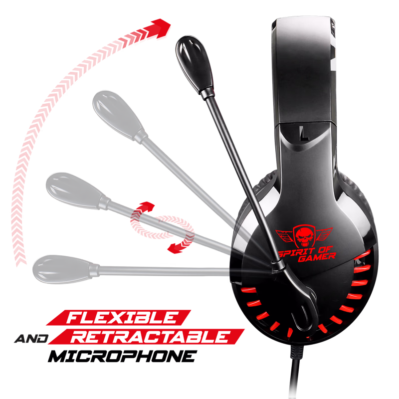 Micro Casque Gamer Filaire SPIRIT OF GAMER Pro H3 - Noir&Rouge - Tunisie