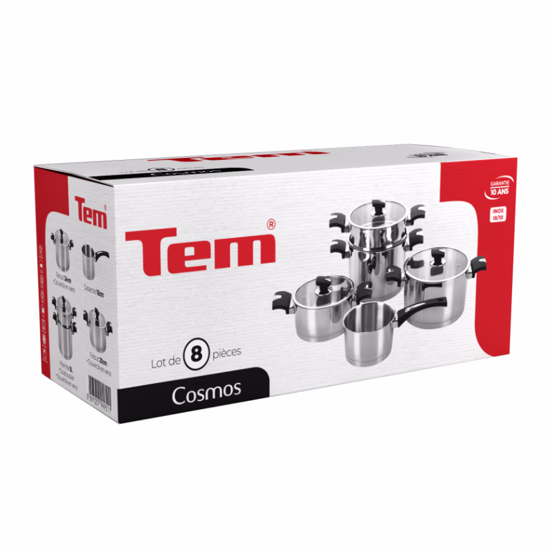 Batterie 8 pièces COSMOS INOX 18/10 TEM