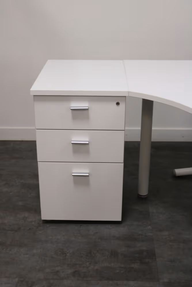 Bureau NELSON PVC avec retour à gouche Vintage et Blanc 3