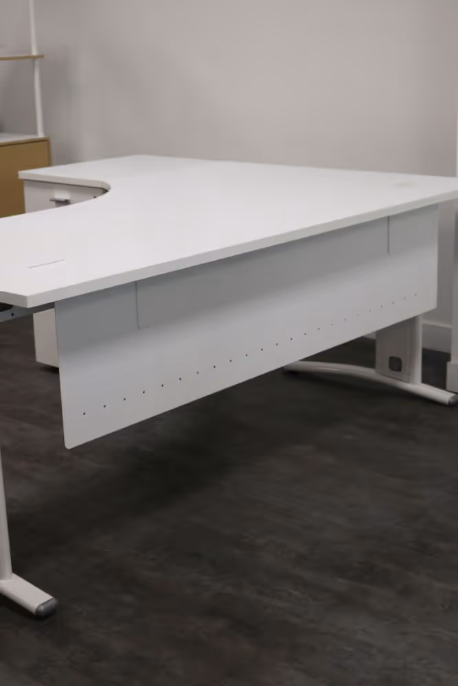 Bureau NELSON PVC avec retour à gouche Vintage et Blanc 2