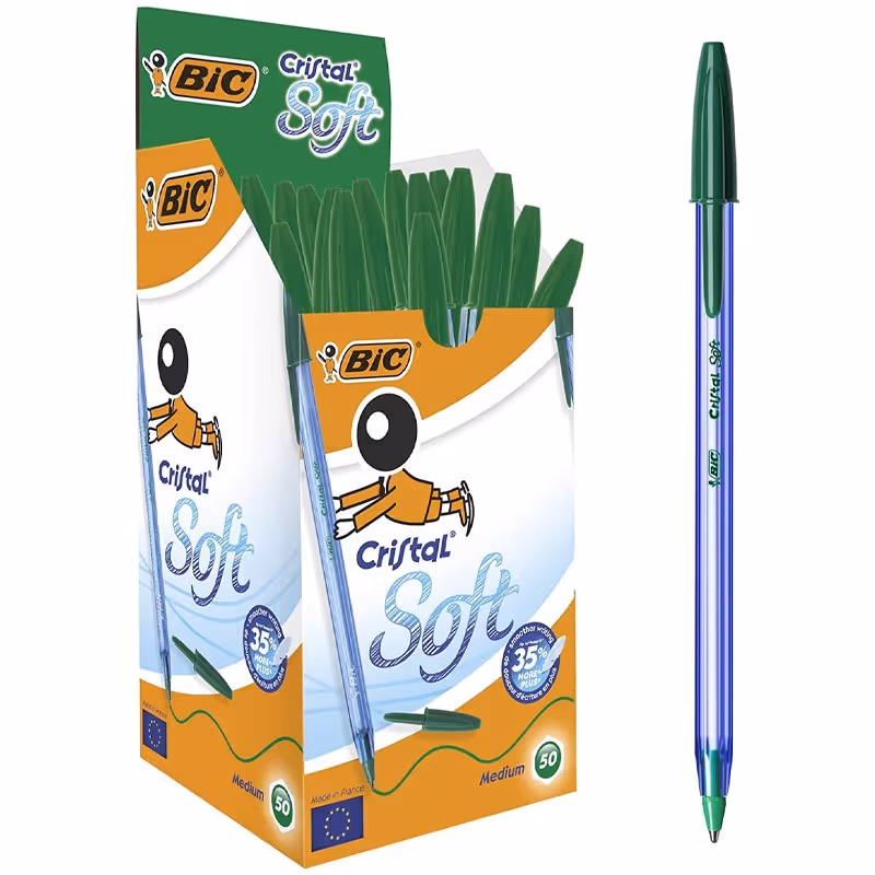 Boîte de 50 Stylos BIC Cristal Soft - Vert