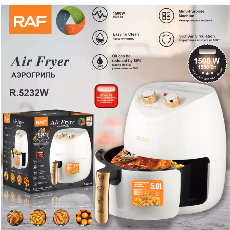 Friteuse à air RAF 4.5L - 1500W - R.5232W  BLANC
