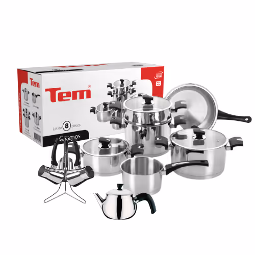 Batterie De Cuisine En Inox 18 -10 15 Pièces TEM Modèle Cosmos
