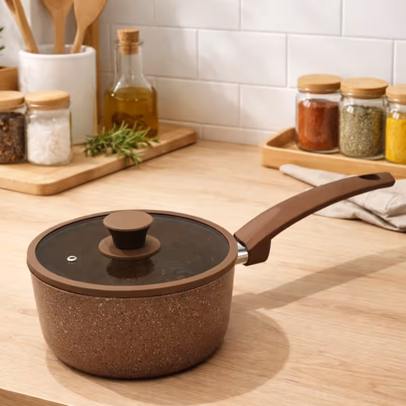 Casserole en Granite Ø18 cm avec Couvercle Crème - MCS
