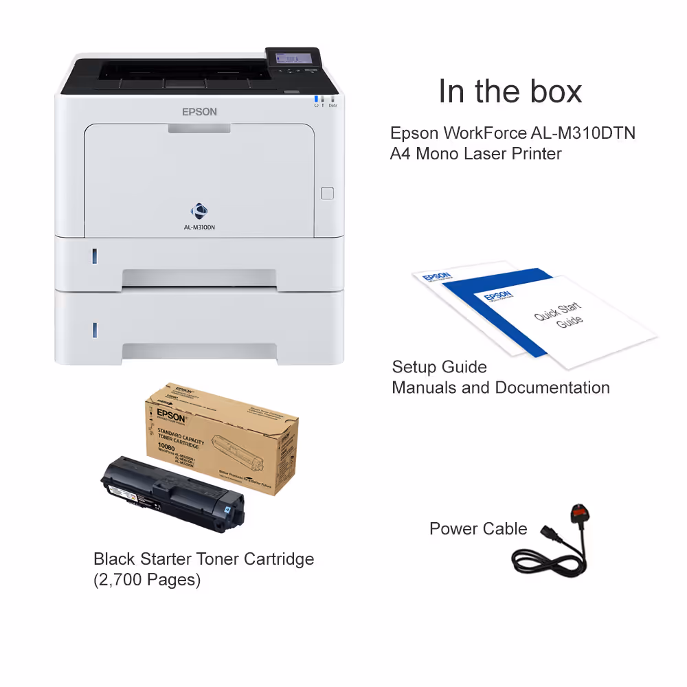 Imprimante laser EPSON Workforce A4 AL-M310DN 35ppm 128Mo  2