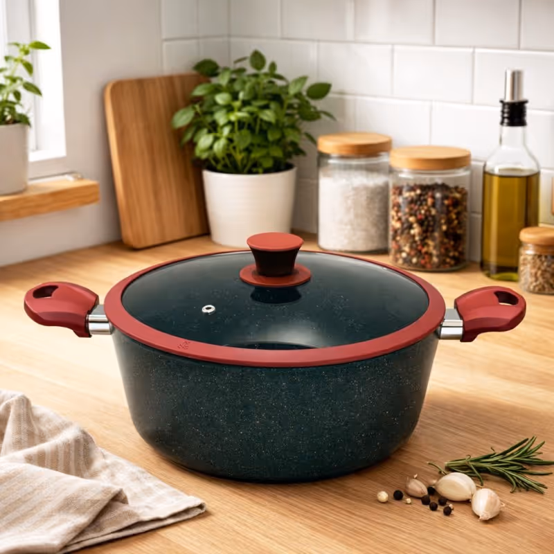 Faitout 28 cm en Granite rouge - MCS