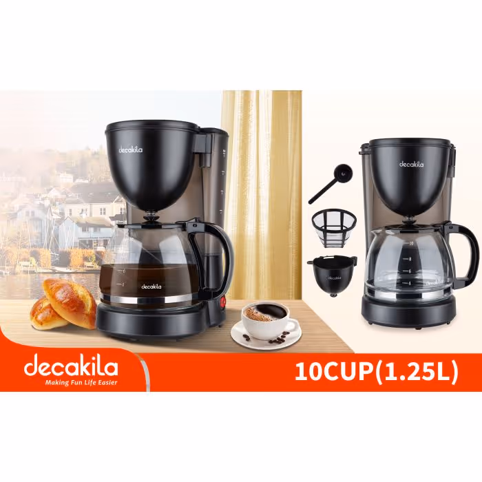 Cafetière électrique Decakila 1.25L - 750W - Noir KECF001B 