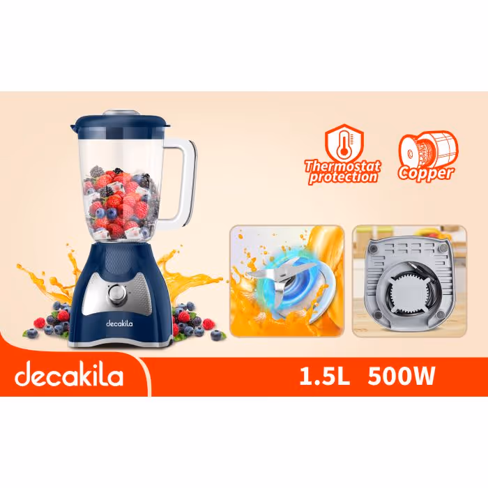 Blender Decakila 1.5 L - 500W Bleu KEJB043L 