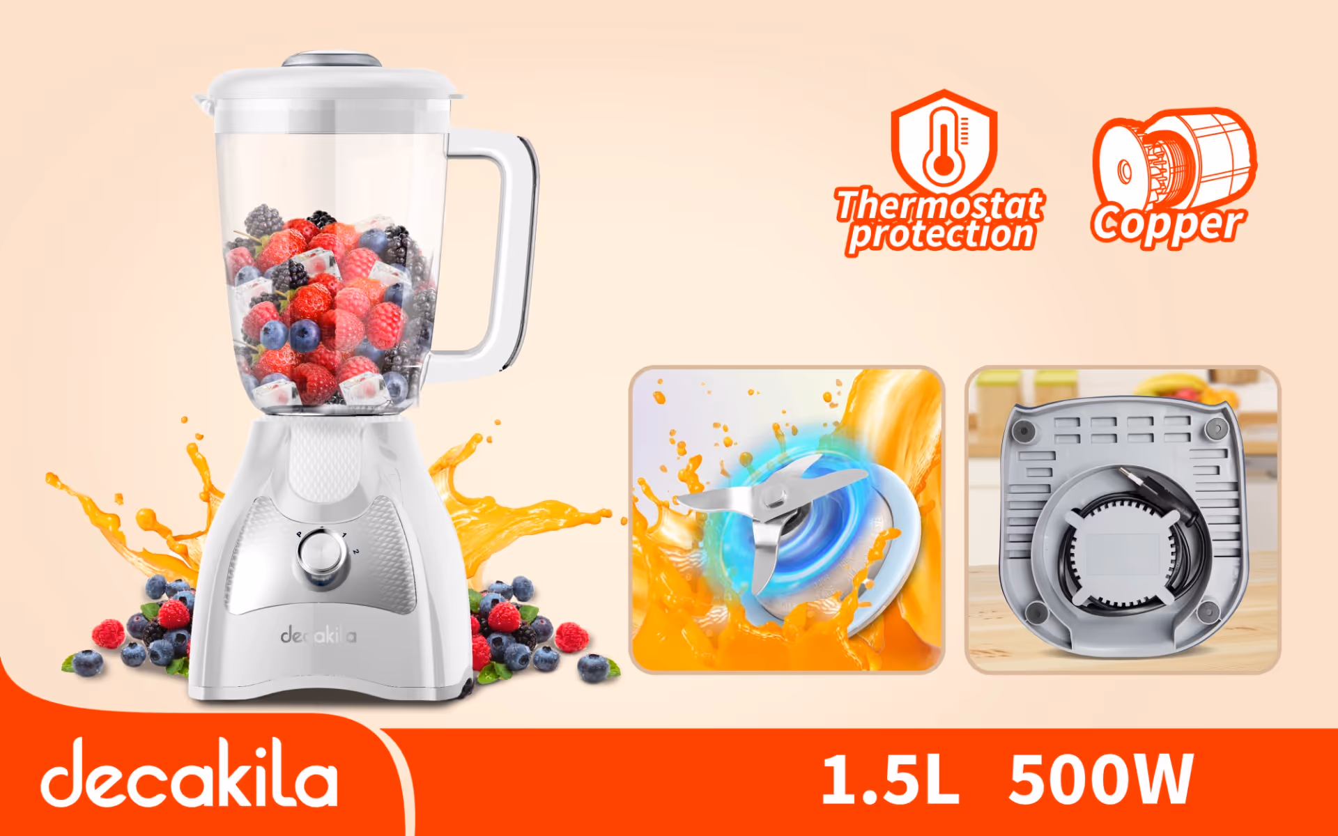 Blender Decakila  1.5L - 500W Blanc KEJB043W
