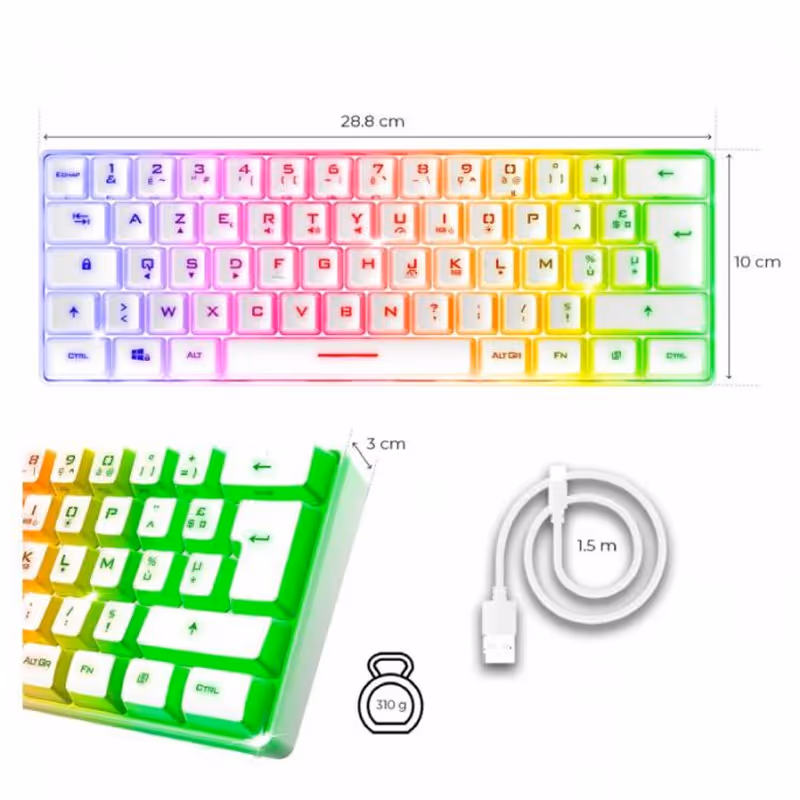 SOG CLAVIER PRO K2 TKL RGB MEMBRANE USB BLANC