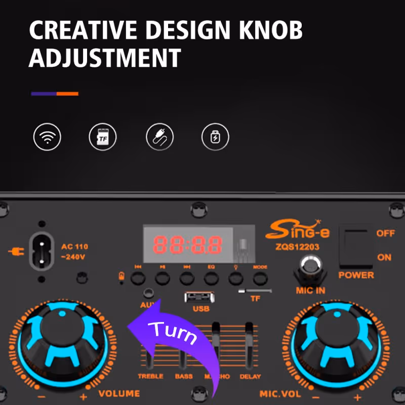 Système de sonorisation karaoké sans fil - Bluetooth active avec microphone Radio / SING-E ZQS12203-12205 